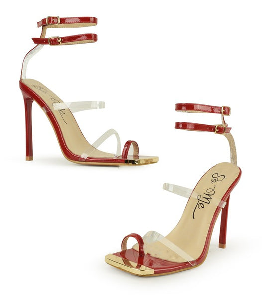 high heel sandal with ankle straps