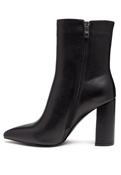 MARGEN ANKLE-HIGH POINTED TOE BLOCK HEELED BOOT