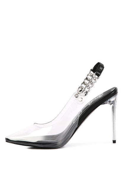 GODDESS HEELED CLEAR CHAIN SLINGBACK SANDAL