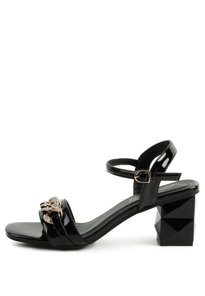 ILLUSION GEOMETRIC CUT DIAMANTE CHAIN SANDAL