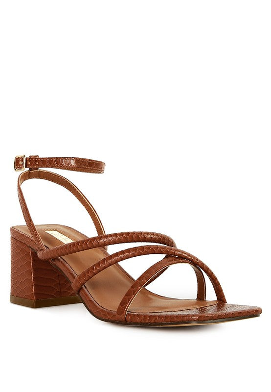 Right Pose Croc Mid Block Heel Casual Sandals