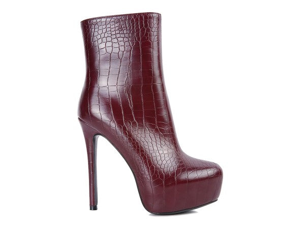 Orion High Heeled Croc Ankle Boot