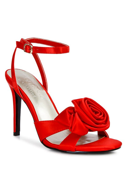 CHAUMET Rose Bow Satin Heeled Sandals