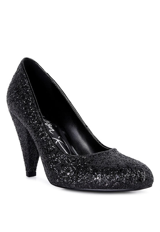 Sugar Plum Glitter Conical Heel Pumps