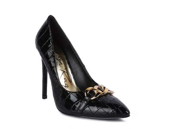 Fanfare Croc Stiletto Pump Heels