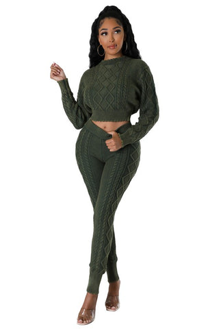 WOMEN FASHION 2PCS SWEATER PANTS SET