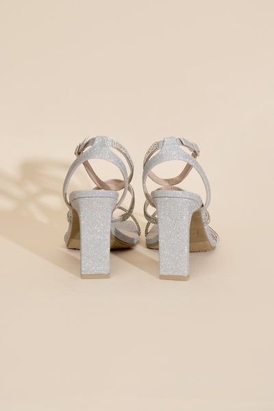 DEVIN-1 Silver Rhinestone Heels