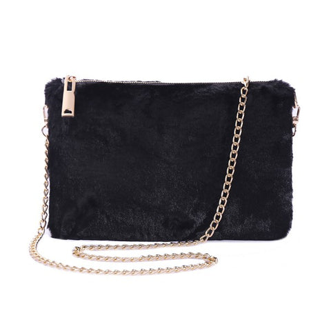 FAUX FUR CLUTCH SHOULDER BAG